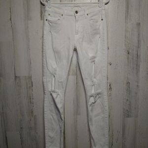 7 For All Mankind The Ankle Skinny Destroyed Distressed Sz 27 White